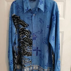 Mens OZOC jeans authentic wear long sleeve button up shirt size XL